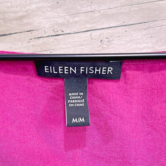 EILEEN FISHER Tencel Asymmetric Hem Midi Tank Dress Pink V Neck Womens Medium - Picture 6 of 8